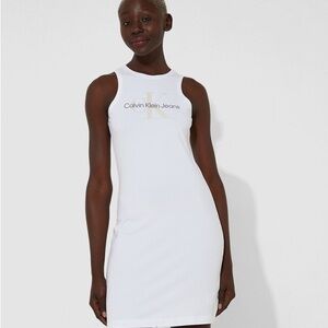 Calvin Klein Jeans White Logo Tank Dress - Size M